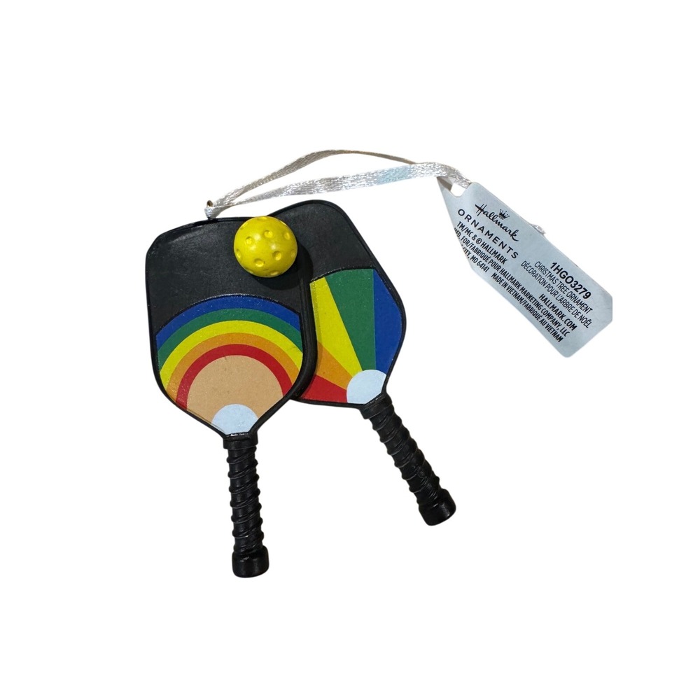 Pickleball Christmas Ornament‎ Rainbow Paddles Sports Holiday Decor With Box